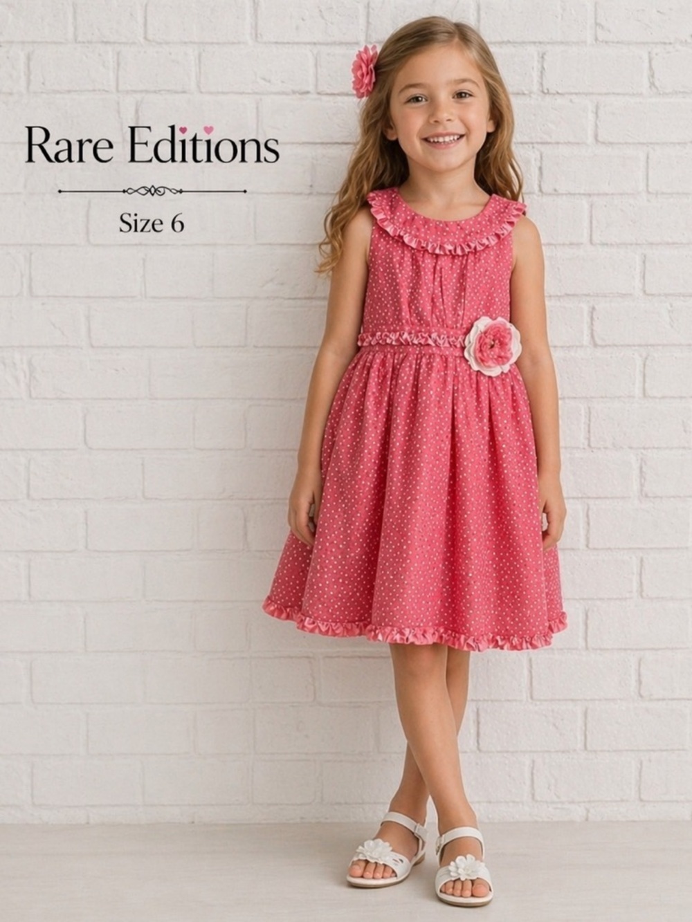 Rare Editions girls fashion flower girl party chic   Pink sleeveless Dress/6